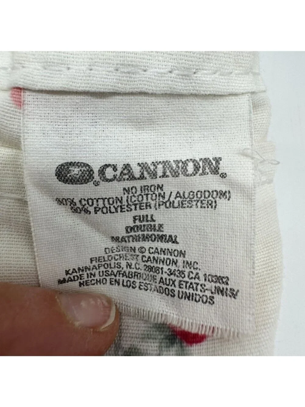 Vintage Cannon White Rose Floral Cotton No Iron Flat Full Double Sheet Bedding